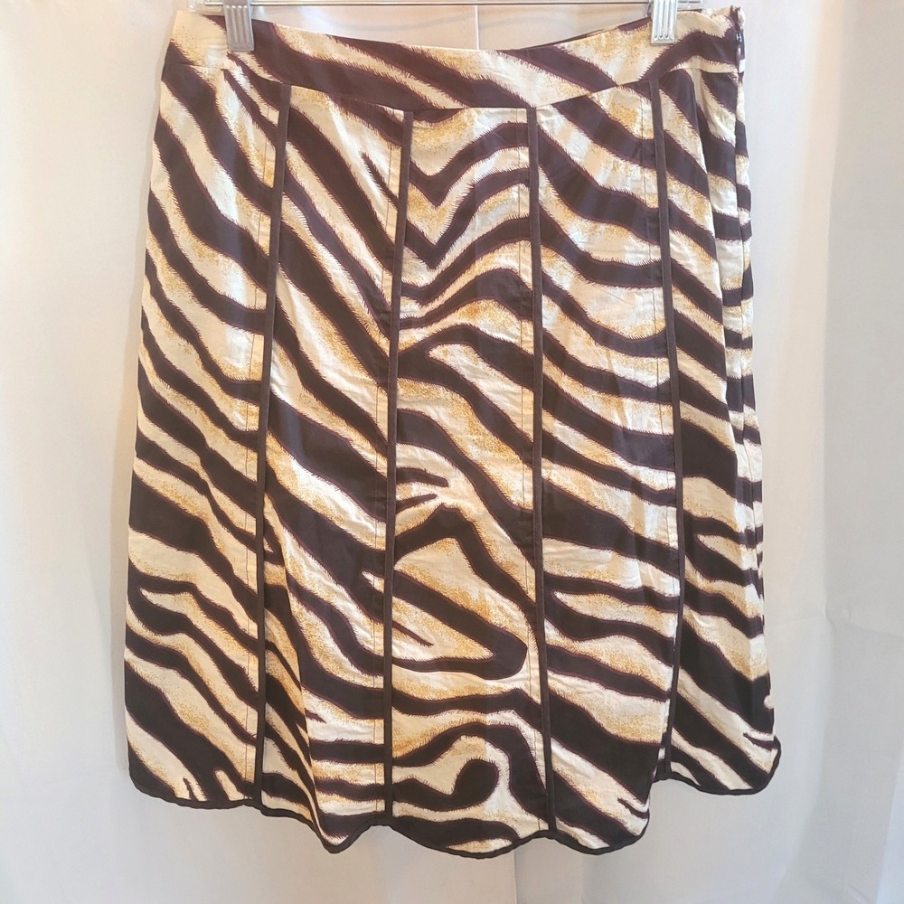 Zebra Print Womens Skirt Medium Scalloped Hem Knee Length Safari Mob Wife 21648